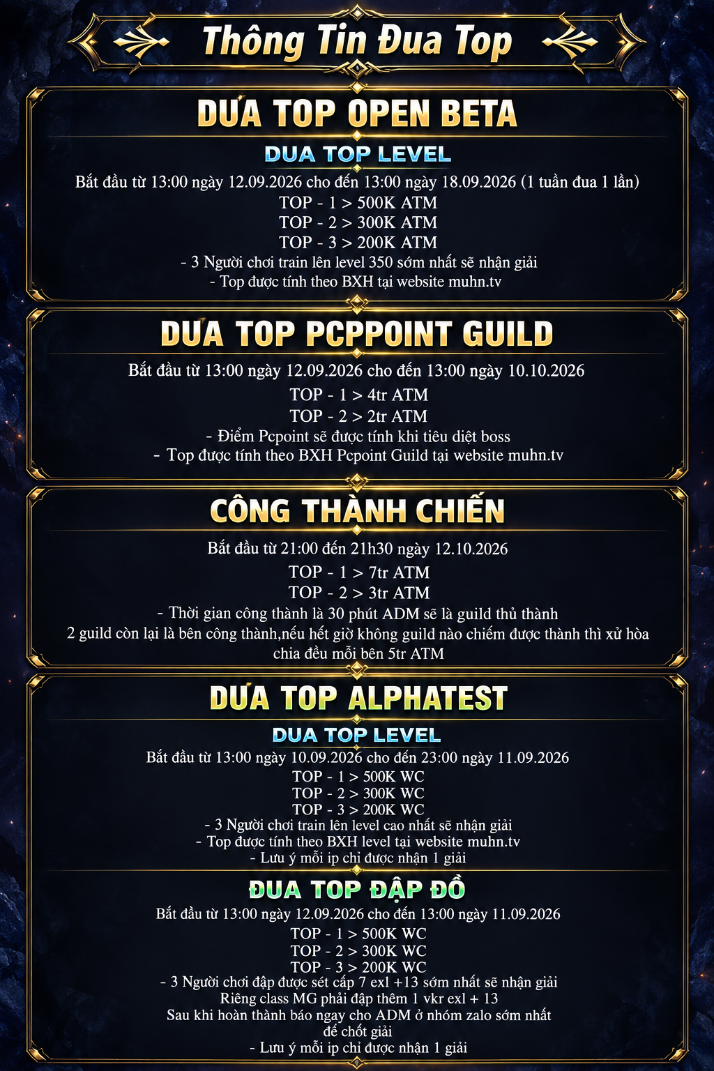 Thông tin đua top